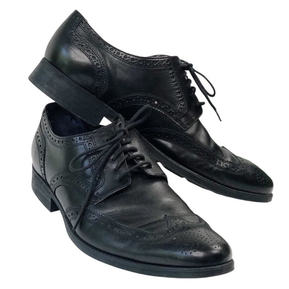 Cole Haan Other - Cole Haan Men Black Leather Wingtip Round Toe Derby Brogue Dress Shoes Size 11 M